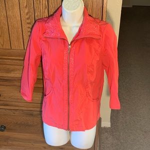 NWOT Chico’s hot pink leopard detailed windbreaker